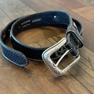 Cavenders Genuine Leather Western Belt Silver Star Buckle Size 32‎